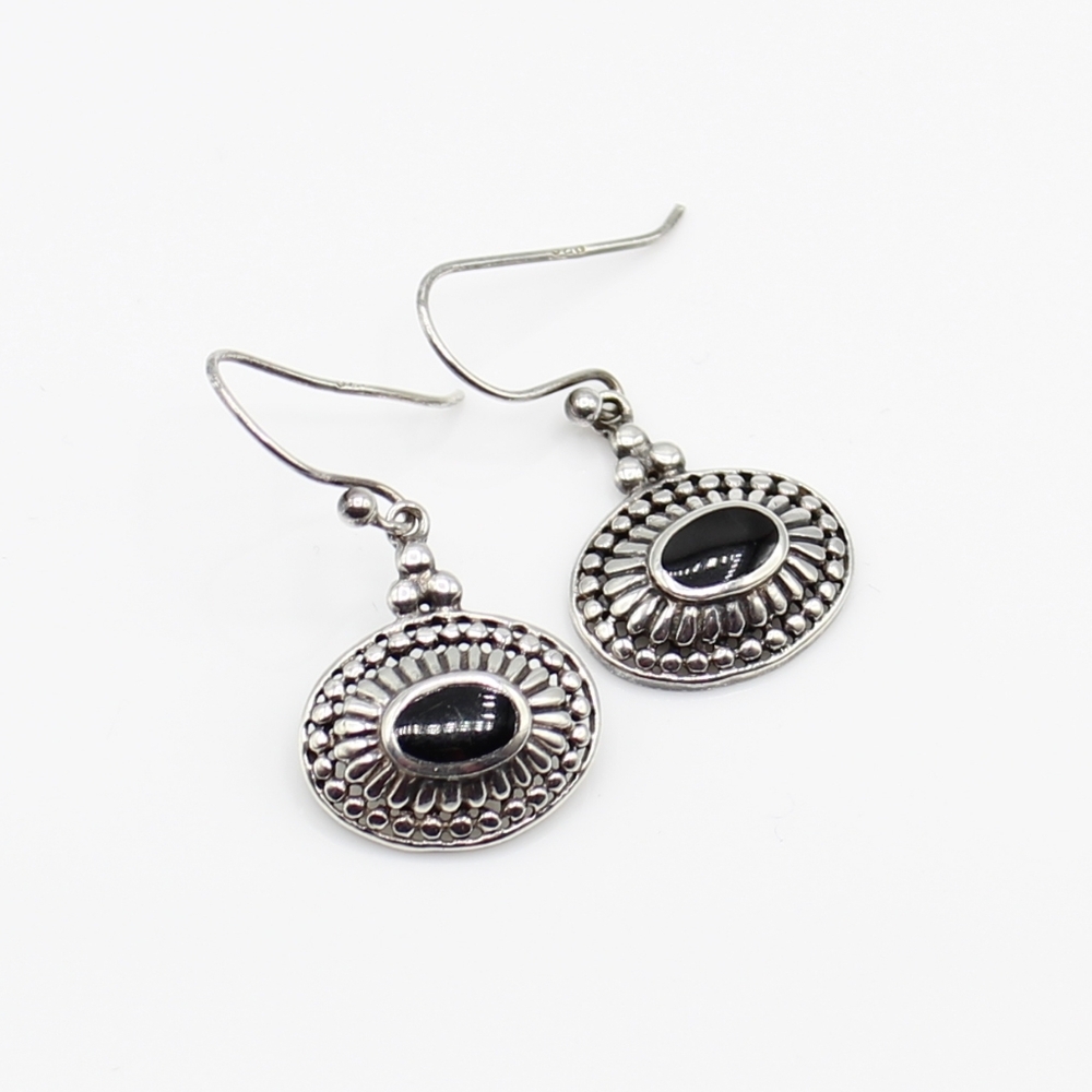 Vintage silver and onyx earrings